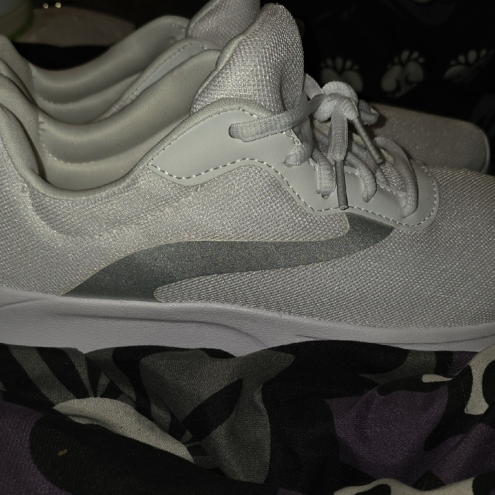 White and Gray Athletic Sneakers